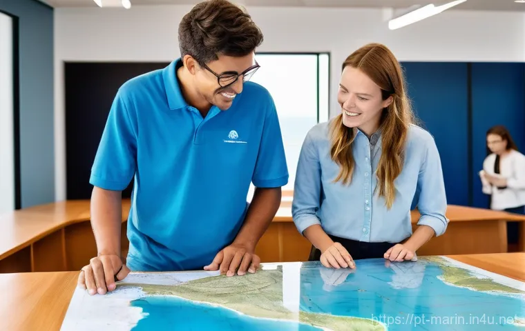 해양학 학습 자료 - **Prompt:** An adventurous individual, gender-neutral, in their late thirties, is kneeling carefully... 해양학 학습 자료 - **Prompt:** An adventurous individual, gender-neutral, in their late thirties, is kneeling carefully...