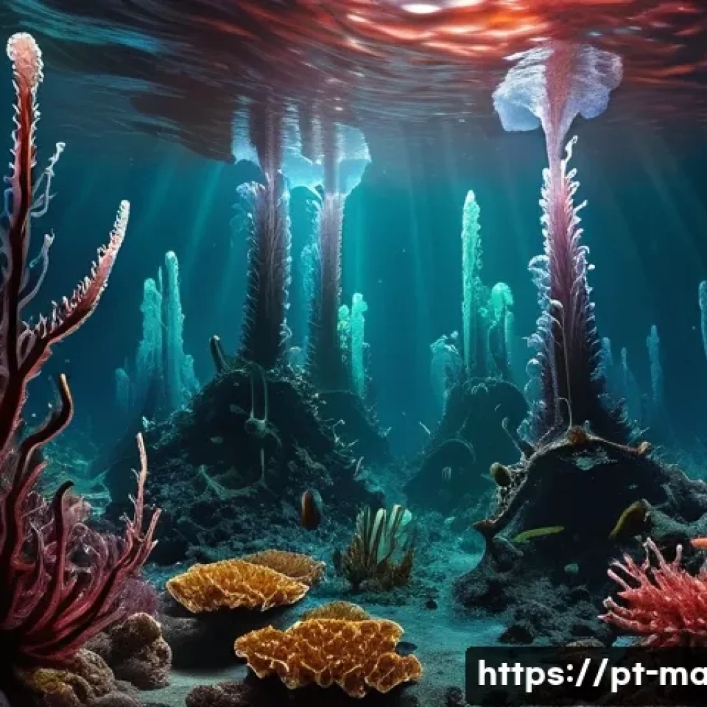 해양학 기초과학 - **Deep-Sea Hydrothermal Vent Eco    "A breathtaking panoramic view of a vibrant deep-sea hydrotherma...