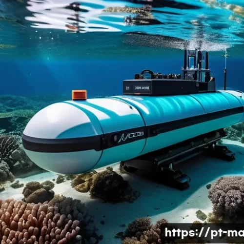 Home 33 해양 탐사 기술 - An autonomous underwater vehicle (AUV) navigating a vibrant coral reef ecosystem off the coast of Br...