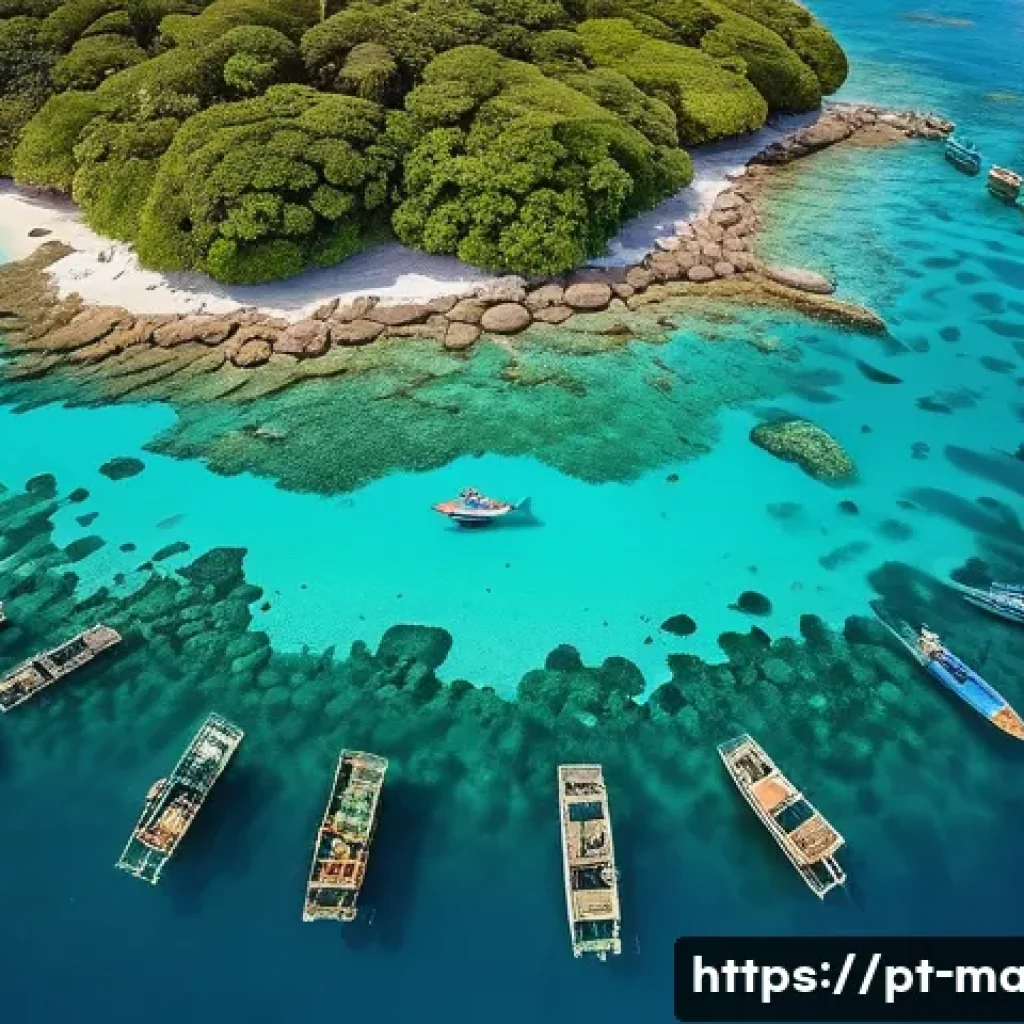 해양 수산자원 관리 - A vibrant aerial view of a Brazilian coastal marine conservation project featuring drones equipped w...
