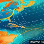 Home 23 해양 물리학 - A detailed scientific illustration of the Gulf Stream ocean current, showing warm tropical waters mo...