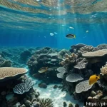 Home 21 해양 플라스틱 오염 - A detailed underwater scene illustrating the impact of microplastics on marine biodiversity along th...