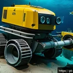Home 20 해양 자원 채굴 기술 - A highly detailed underwater scene showcasing advanced remotely operated vehicles (ROVs) engaged in ...